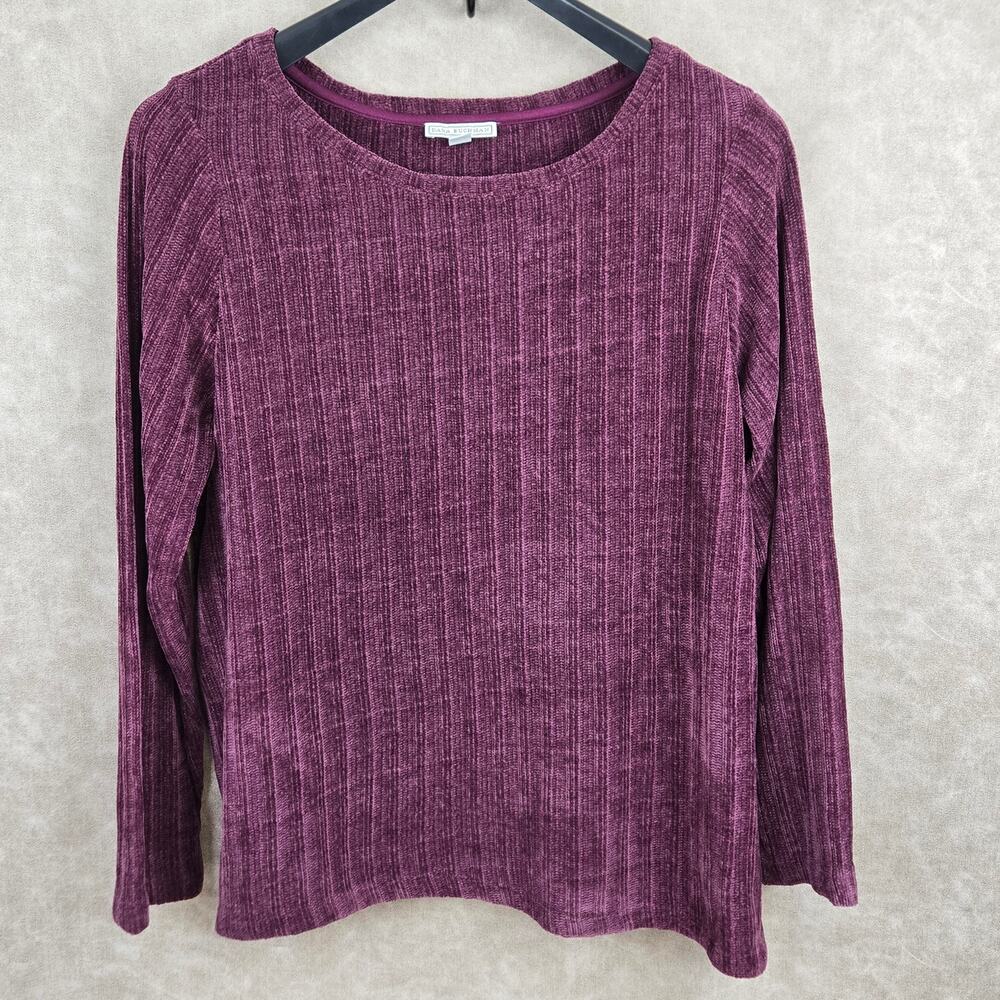 Dana Buchman Purple Ribbed Knit Crewneck Chenille Sweater Size XXL